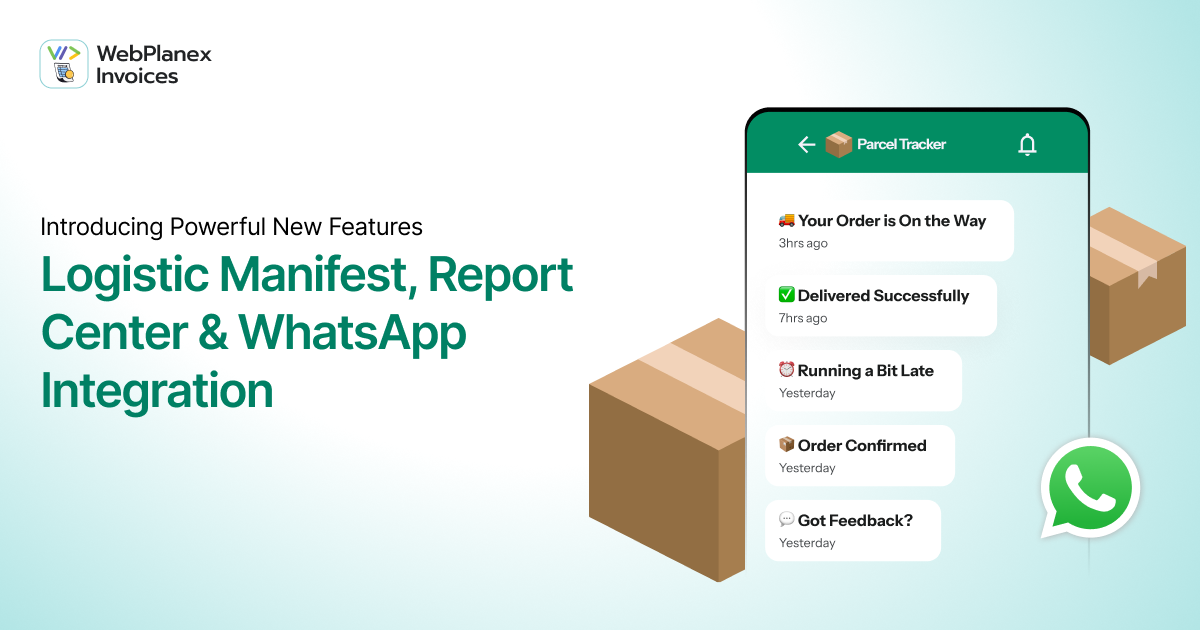 Logistic manifest report center and WhatsApp integration features in eCommerce dashboard