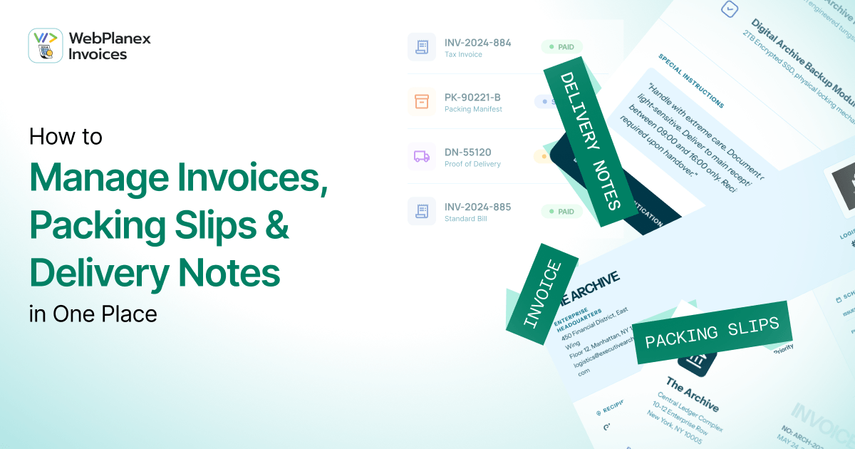 Managing invoices, packing slips, and delivery notes from a centralized eCommerce dashboard