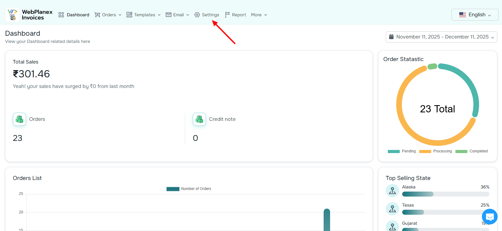 Open Your Webplanex Invoices Dashboard